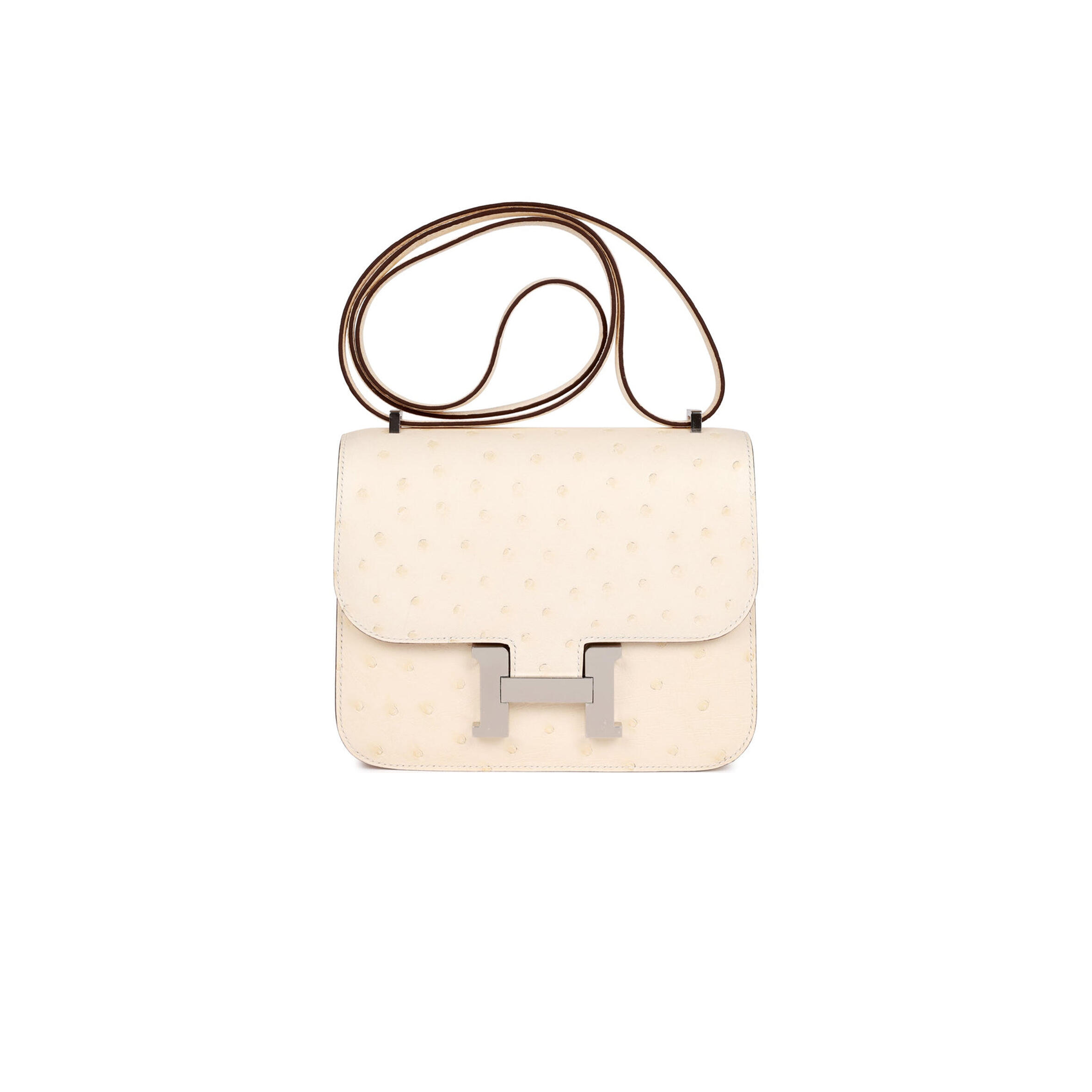 HERMES MASTER CONSTANCE 18 OSTRICH PALLADIUM HARDWARE (18*15*4cm)